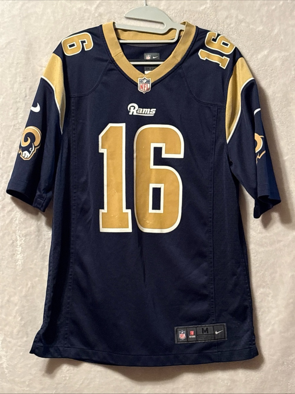 Nike Rams Navy and Gold #16 Football Jersey